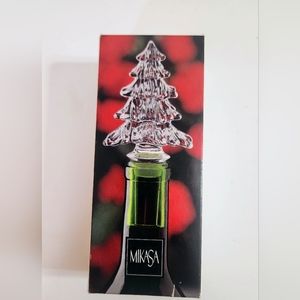 Mikasa Glass Wine Bottle Stopper Clear Christmas Tree